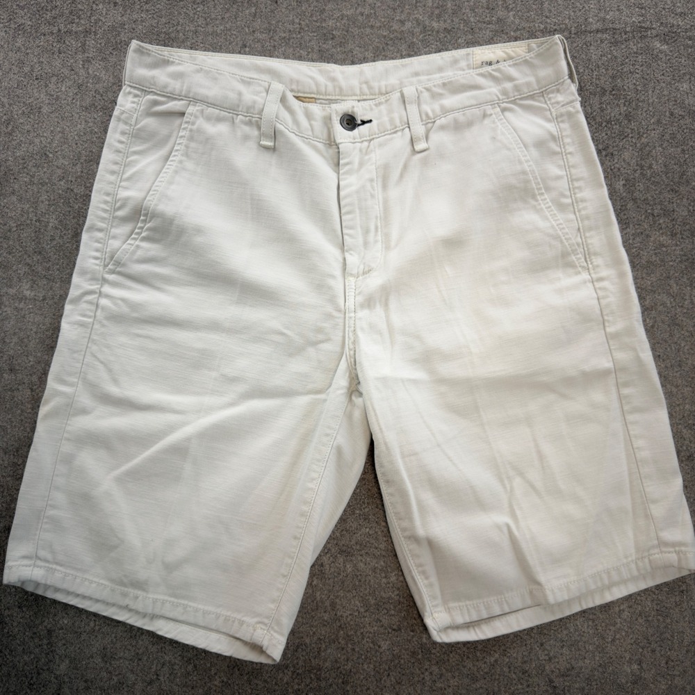 Rag & Bone Mens Chino Shorts Stone Off-White Cotton Made in USA M1917M293STO 33